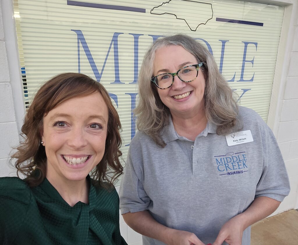 Jill Lewis IIANC membership director and Katy Willett owner of Middle Creek Insurance Agency