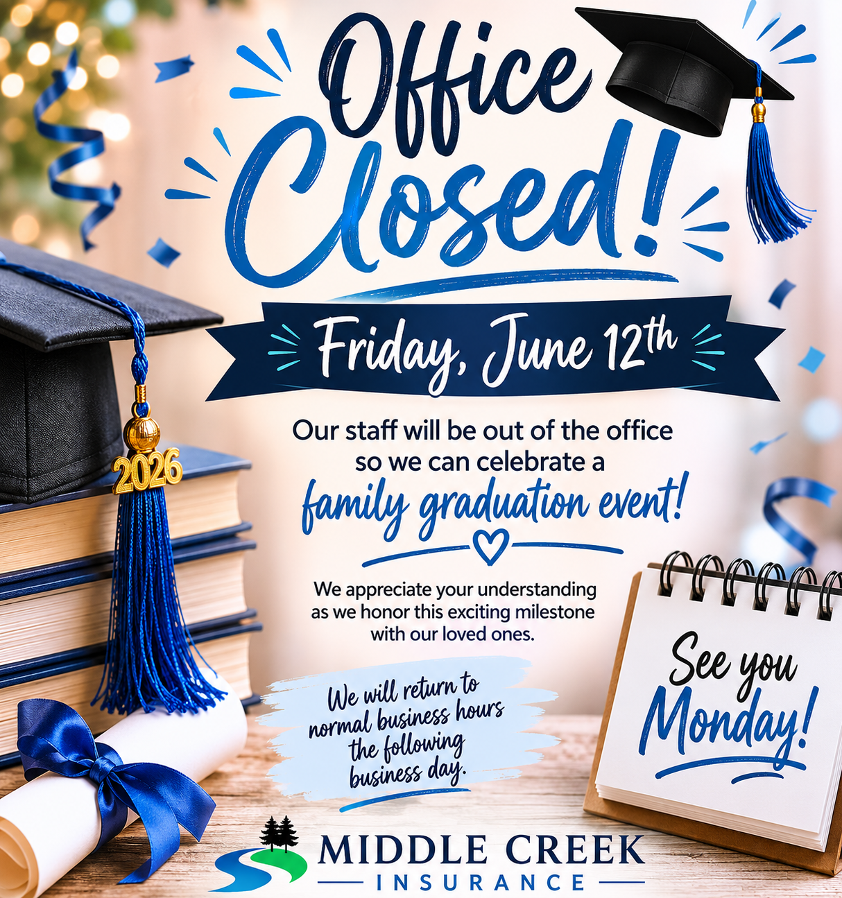 Office will be closed on June 12, 2026